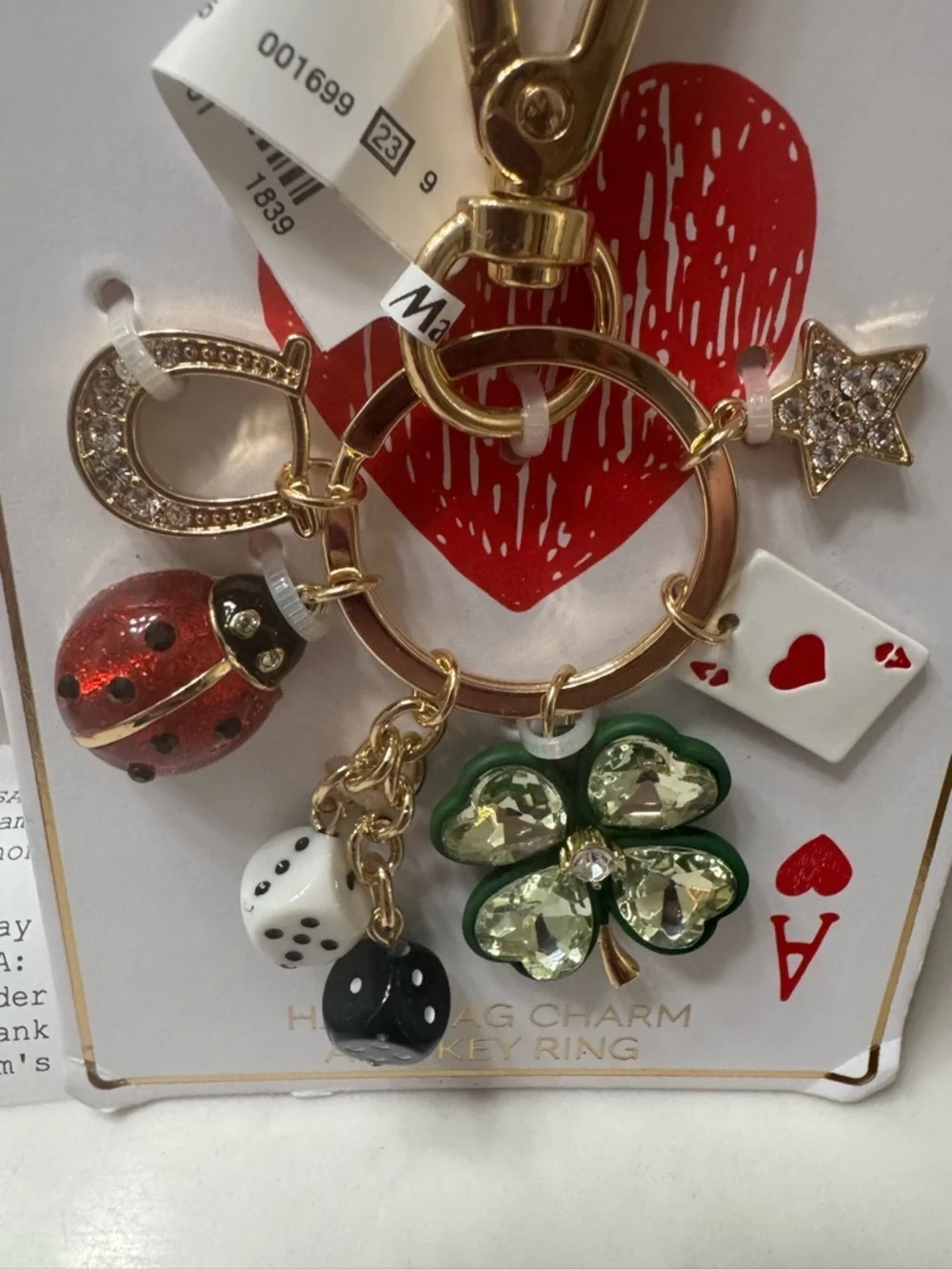 True to Form Four-Leaf Clover & Lucky Charm Key Ring or bag charm - Picture 3 of 3